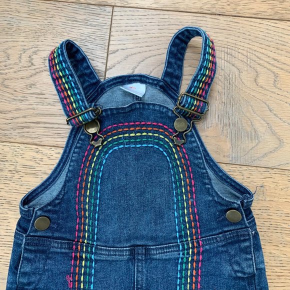 Hanna Andersson Rainbow Stitch Denim Overalls - Picture 3 of 6
